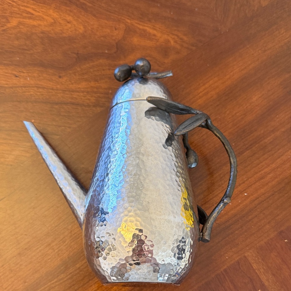 Michael Aram Silver Hammered Teapot with Black Handle